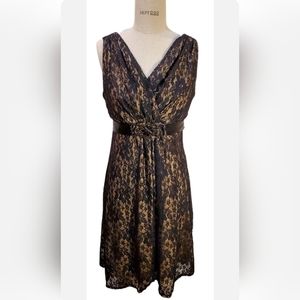 Monroe And Main‎ Black Lace Fully Lined Dress With Jeweled Belt Size 10